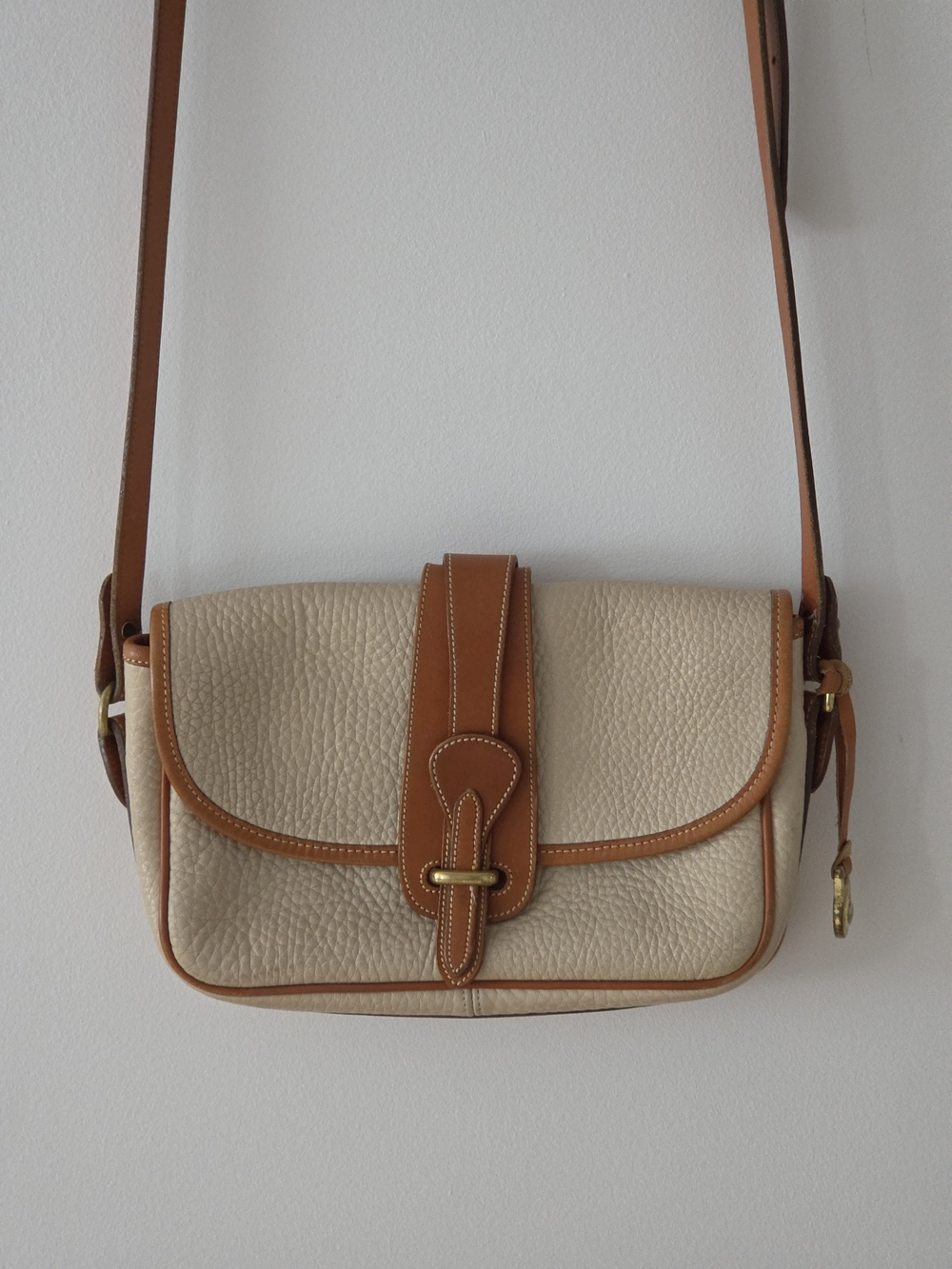 Dooney And Bourke Leather Trim Cream Crossbody Bag